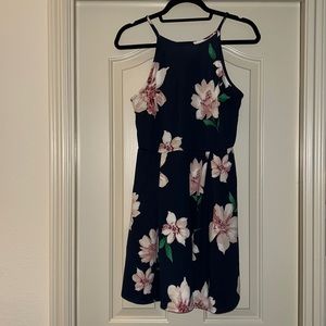 Navy Blue and Floral Maxi Dress